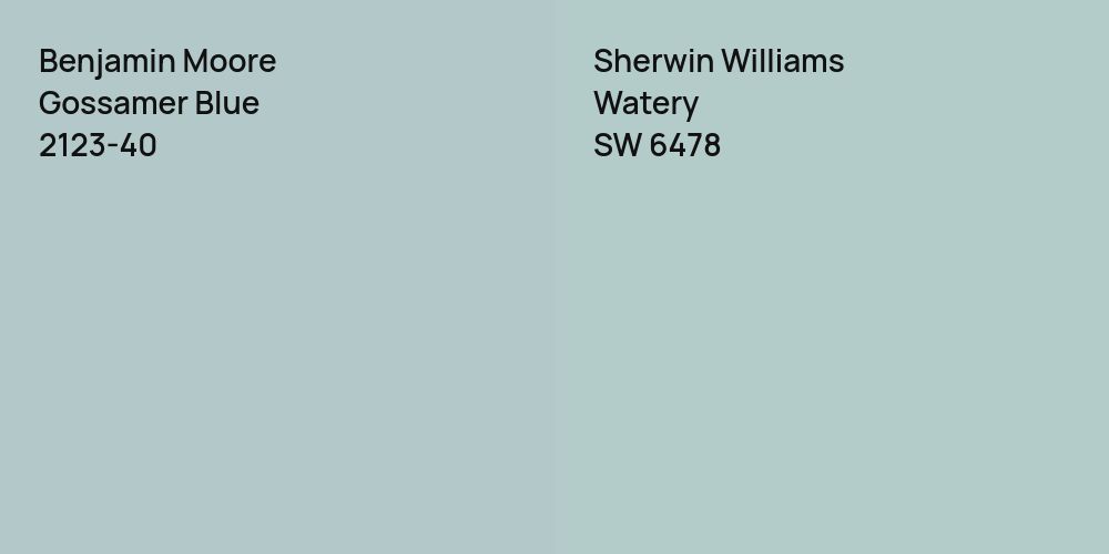 Benjamin Moore Gossamer Blue vs. Sherwin Williams Watery