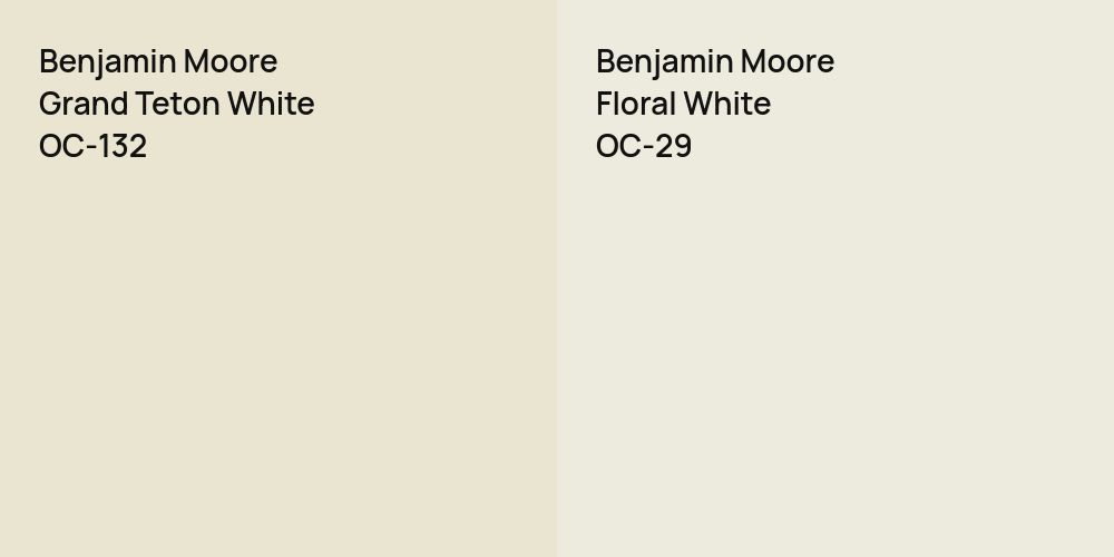 Benjamin Moore Grand Teton White vs. Benjamin Moore Floral White