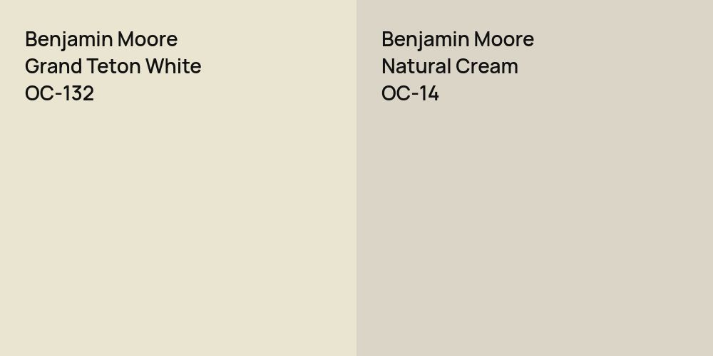 Benjamin Moore Grand Teton White vs. Benjamin Moore Natural Cream