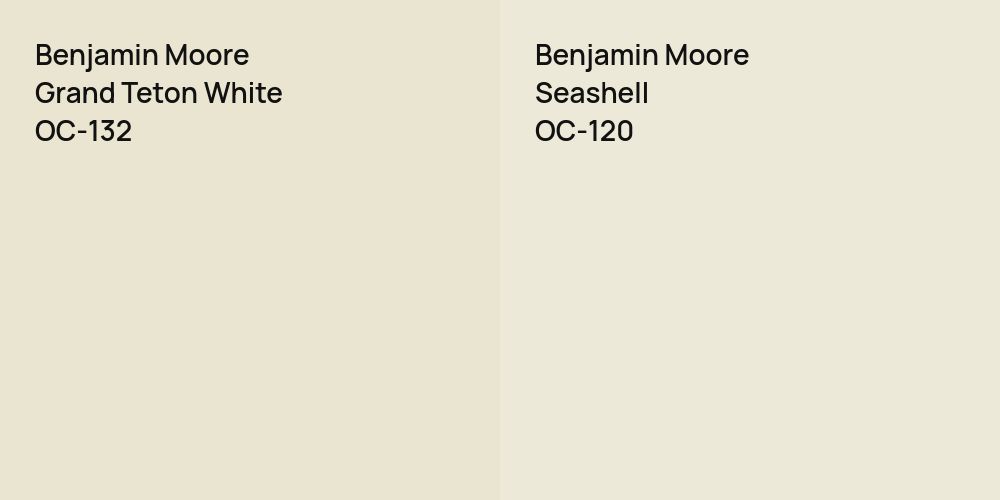 Benjamin Moore Grand Teton White vs. Benjamin Moore Seashell