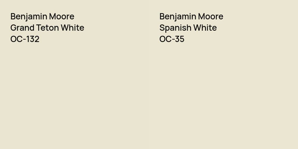 Benjamin Moore Grand Teton White vs. Benjamin Moore Spanish White