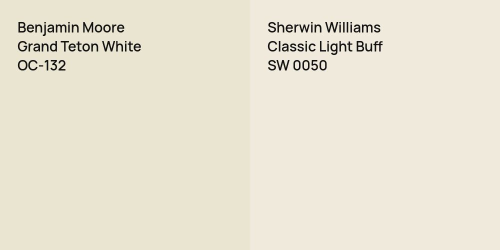 Benjamin Moore Grand Teton White vs. Sherwin Williams Classic Light Buff