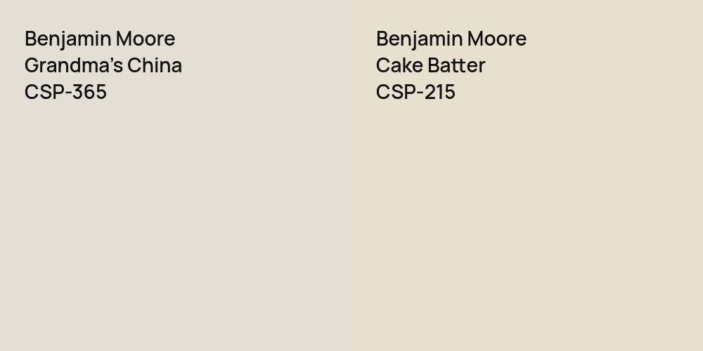 Benjamin Moore Grandma's China vs. Benjamin Moore Cake Batter