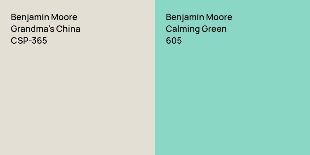 Benjamin Moore Grandma's China vs. Benjamin Moore Calming Green