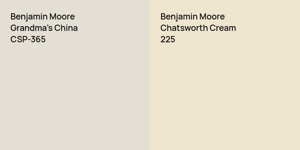 Benjamin Moore Grandma's China vs. Benjamin Moore Chatsworth Cream