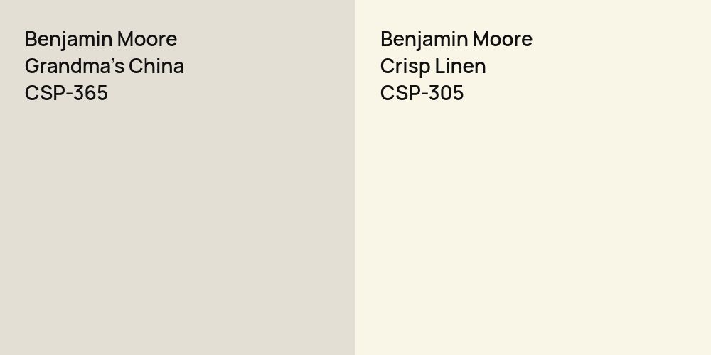 Benjamin Moore Grandma's China vs. Benjamin Moore Crisp Linen