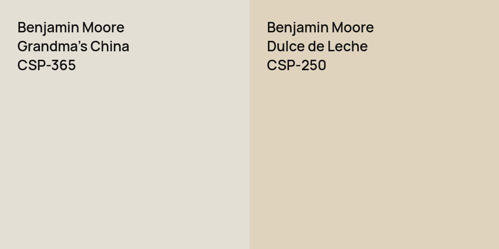 Benjamin Moore Grandma's China vs. Benjamin Moore Dulce de Leche