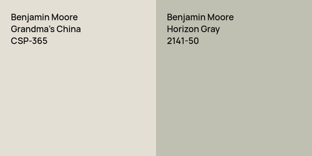 Benjamin Moore Grandma's China vs. Benjamin Moore Horizon Gray