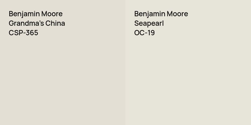 Benjamin Moore Grandma's China vs. Benjamin Moore Seapearl