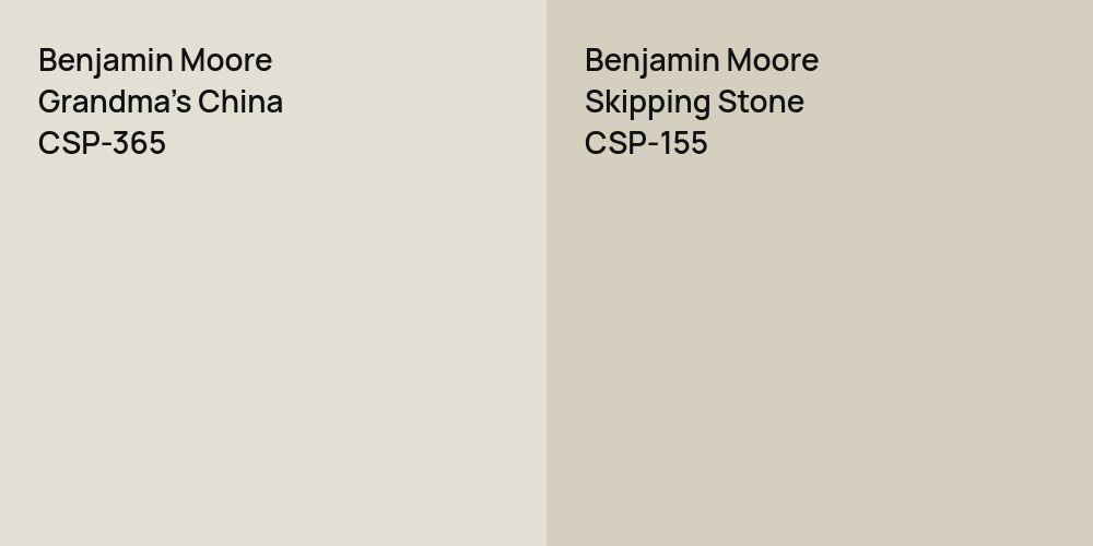 Benjamin Moore Grandma's China vs. Benjamin Moore Skipping Stone