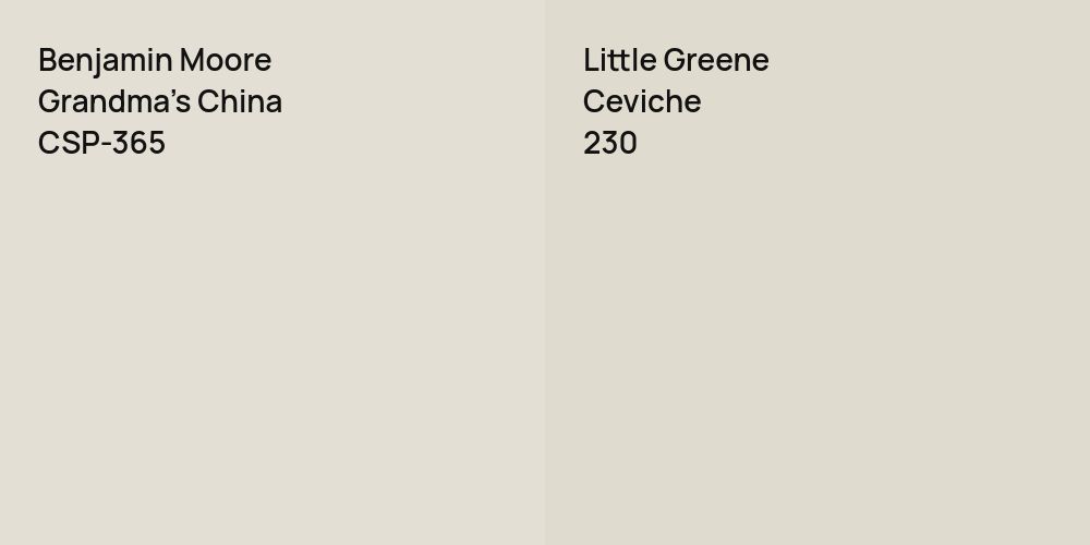 Benjamin Moore Grandma's China vs. Little Greene Ceviche