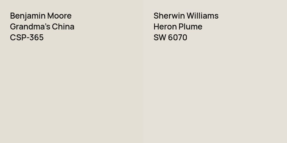 Benjamin Moore Grandma's China vs. Sherwin Williams Heron Plume