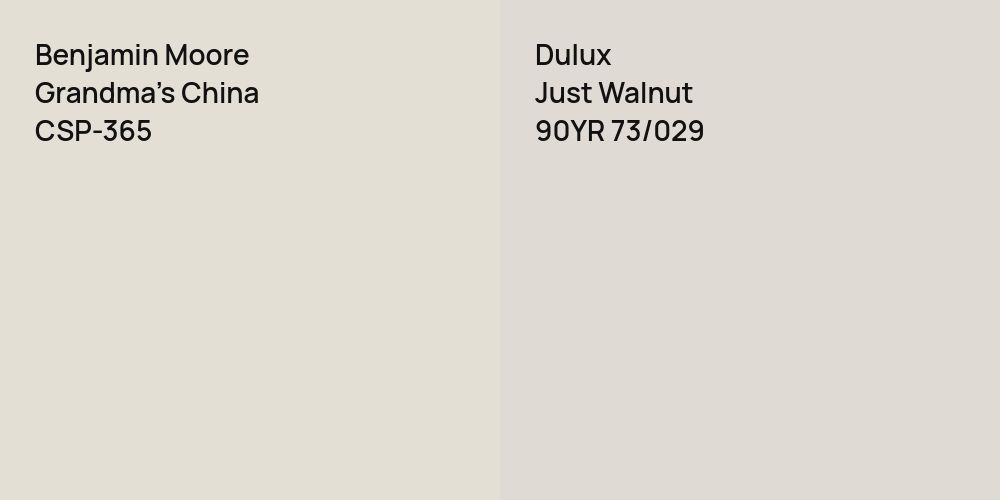 Benjamin Moore Grandma's China vs. Dulux Just Walnut