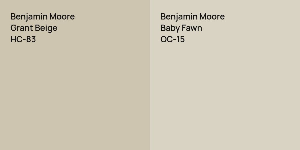 Benjamin Moore Grant Beige vs. Benjamin Moore Baby Fawn