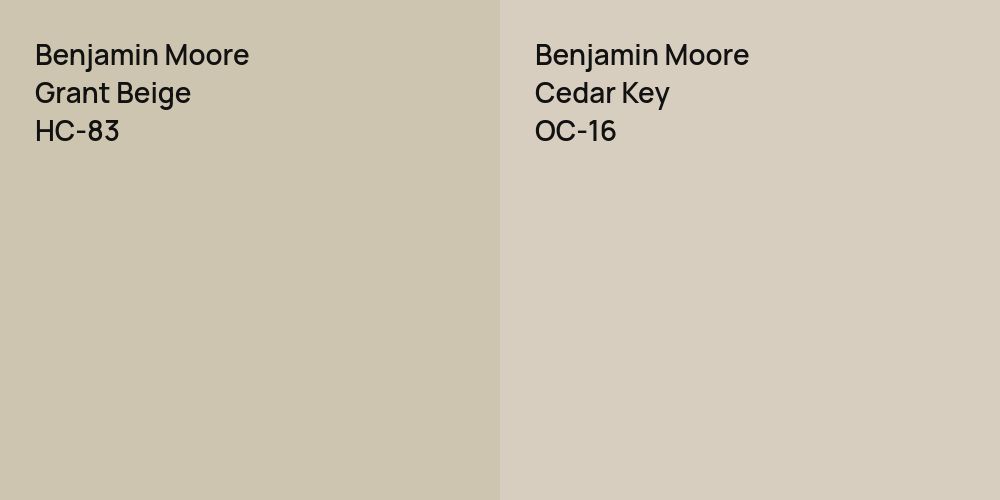 Benjamin Moore Grant Beige vs. Benjamin Moore Cedar Key