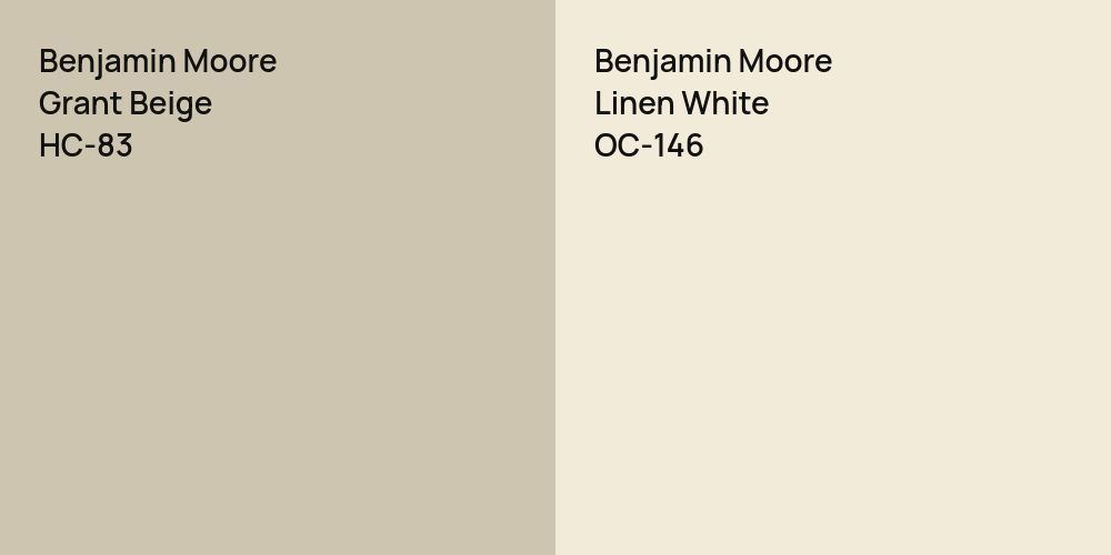 Benjamin Moore Grant Beige vs. Benjamin Moore Linen White