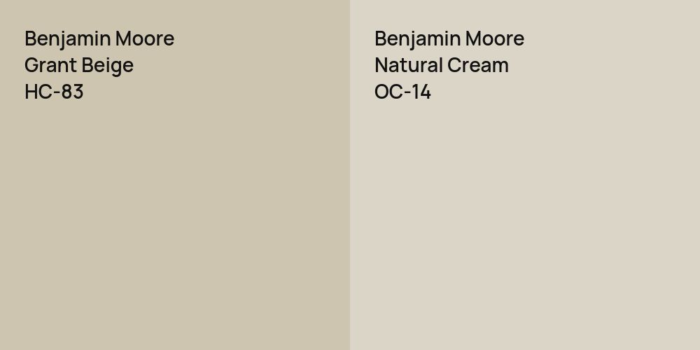 Benjamin Moore Grant Beige vs. Benjamin Moore Natural Cream