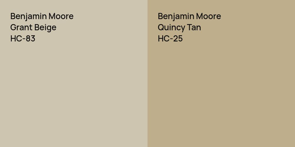 Benjamin Moore Grant Beige vs. Benjamin Moore Quincy Tan