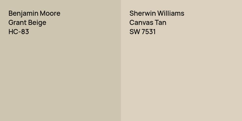 Benjamin Moore Grant Beige vs. Sherwin Williams Canvas Tan