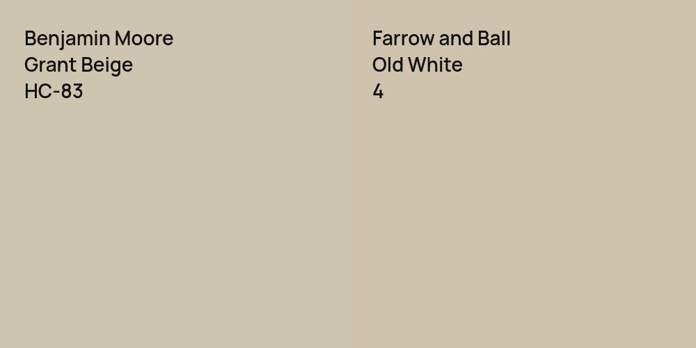 Benjamin Moore Grant Beige vs. Farrow and Ball Old White