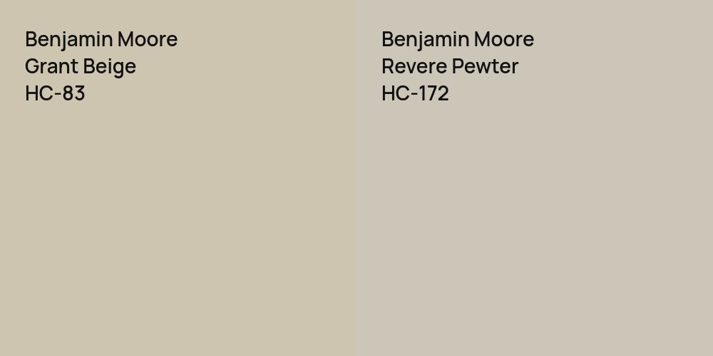 Benjamin Moore Grant Beige vs. Benjamin Moore Revere Pewter