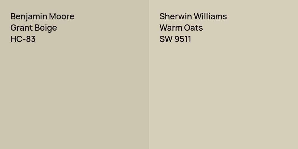 Benjamin Moore Grant Beige vs. Sherwin Williams Warm Oats