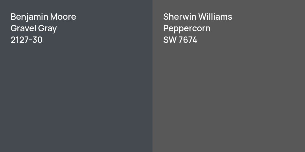 Benjamin Moore Gravel Gray vs. Sherwin Williams Peppercorn