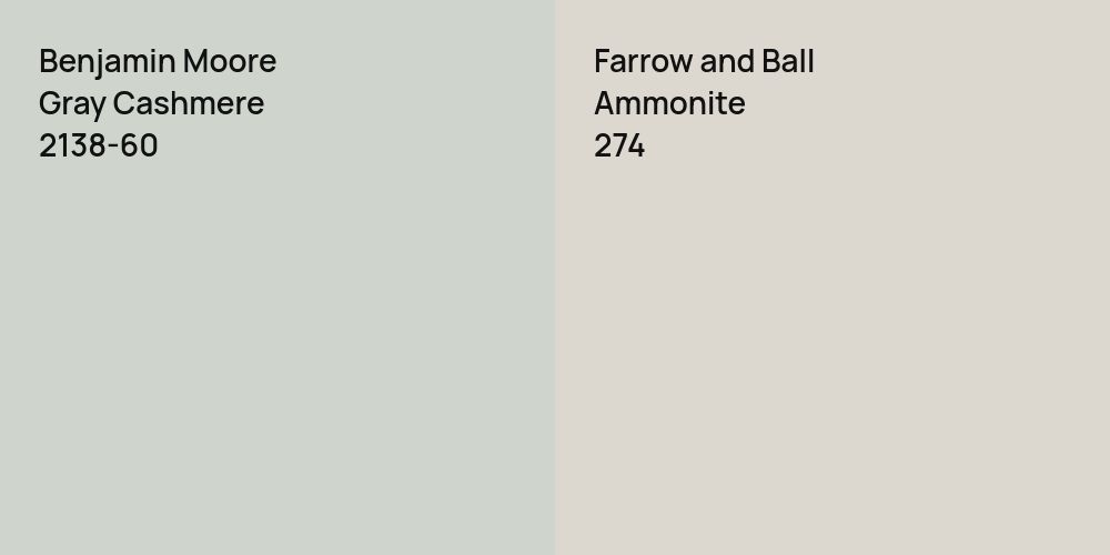 Benjamin Moore Gray Cashmere vs. Farrow and Ball Ammonite