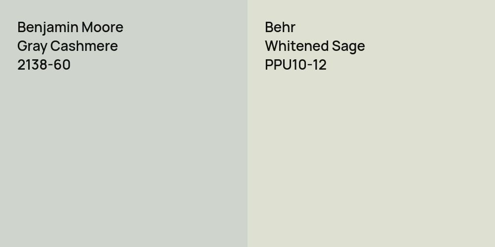 Benjamin Moore Gray Cashmere vs. Behr Whitened Sage