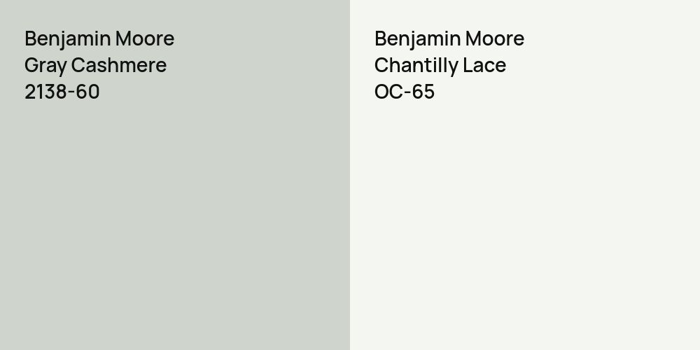 Benjamin Moore Gray Cashmere vs. Benjamin Moore Chantilly Lace