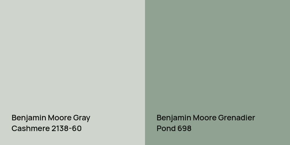 Benjamin Moore Gray Cashmere vs. Benjamin Moore Grenadier Pond