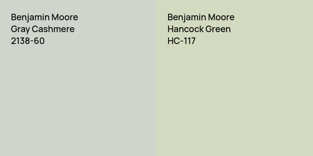 Benjamin Moore Gray Cashmere vs. Benjamin Moore Hancock Green