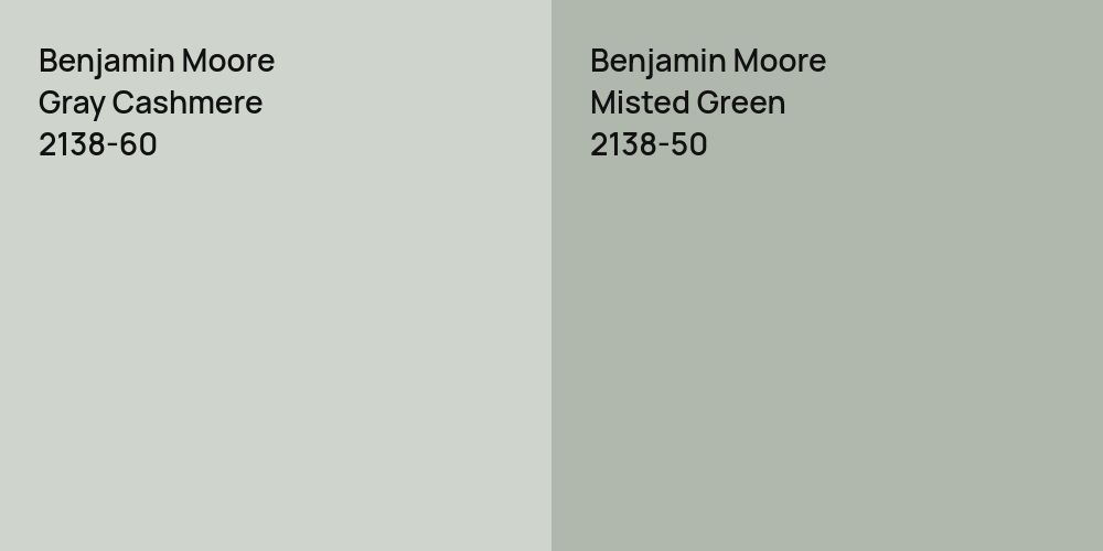 Benjamin Moore Gray Cashmere vs. Benjamin Moore Misted Green