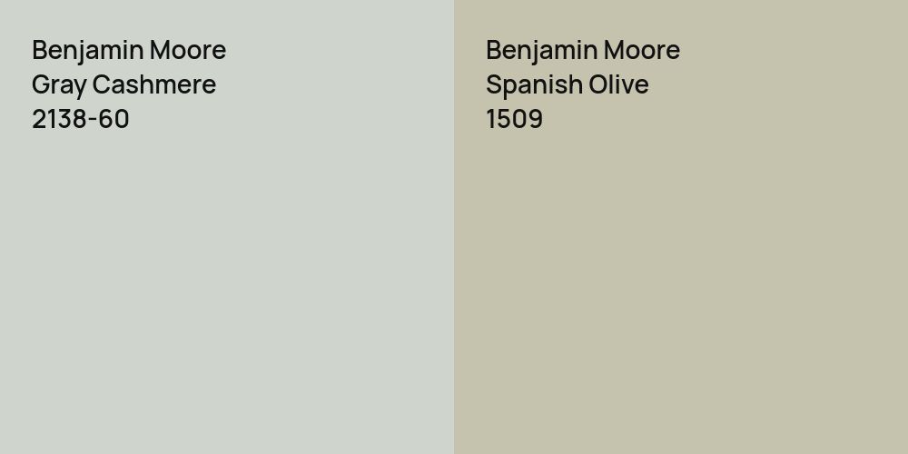 Benjamin Moore Gray Cashmere vs. Benjamin Moore Spanish Olive