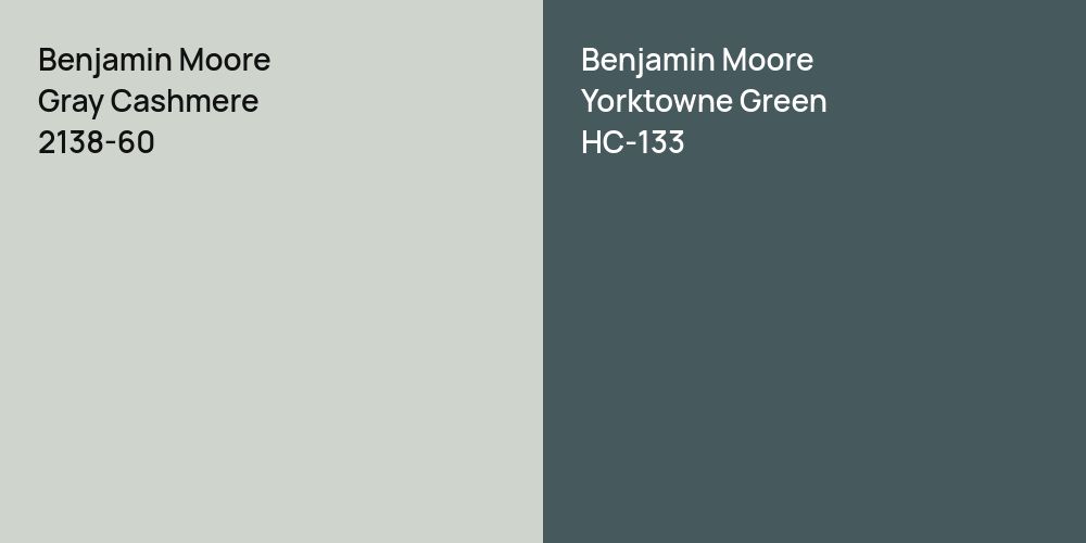 Benjamin Moore Gray Cashmere vs. Benjamin Moore Yorktowne Green