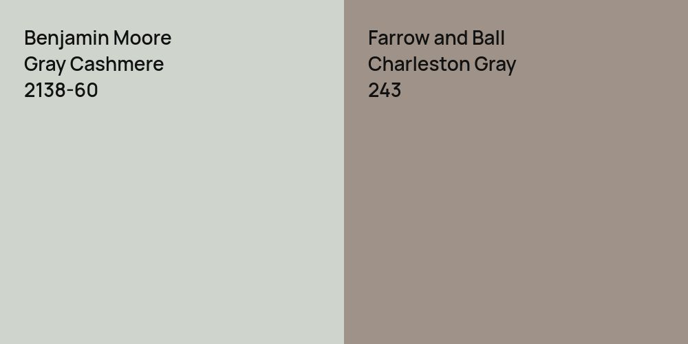 Benjamin Moore Gray Cashmere vs. Farrow and Ball Charleston Gray