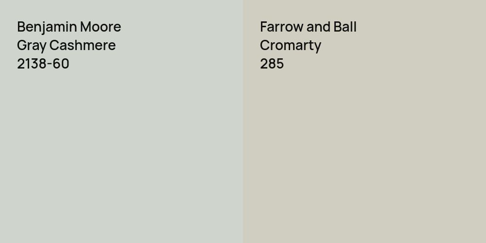 Benjamin Moore Gray Cashmere vs. Farrow and Ball Cromarty