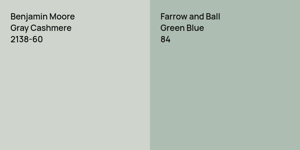 Benjamin Moore Gray Cashmere vs. Farrow and Ball Green Blue