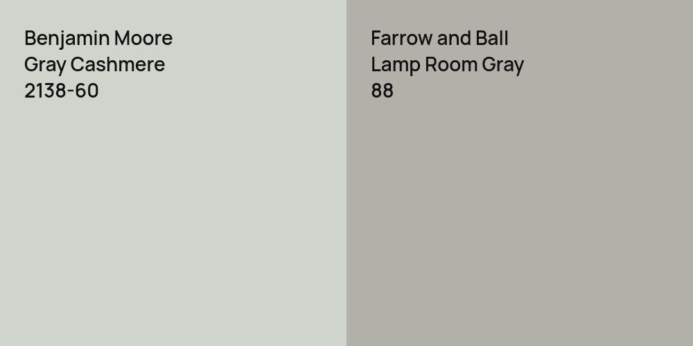 Benjamin Moore Gray Cashmere vs. Farrow and Ball Lamp Room Gray