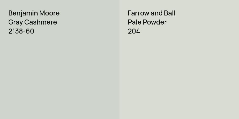 Benjamin Moore Gray Cashmere vs. Farrow and Ball Pale Powder