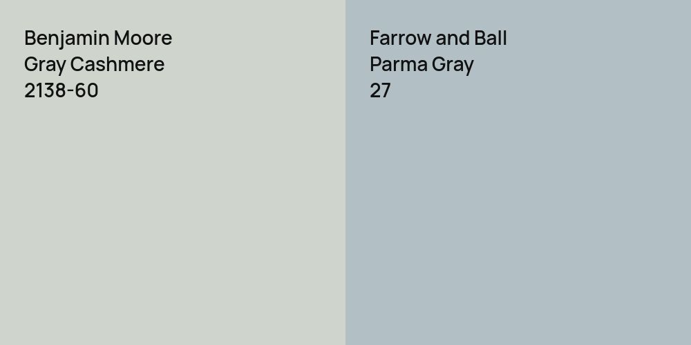 Benjamin Moore Gray Cashmere vs. Farrow and Ball Parma Gray