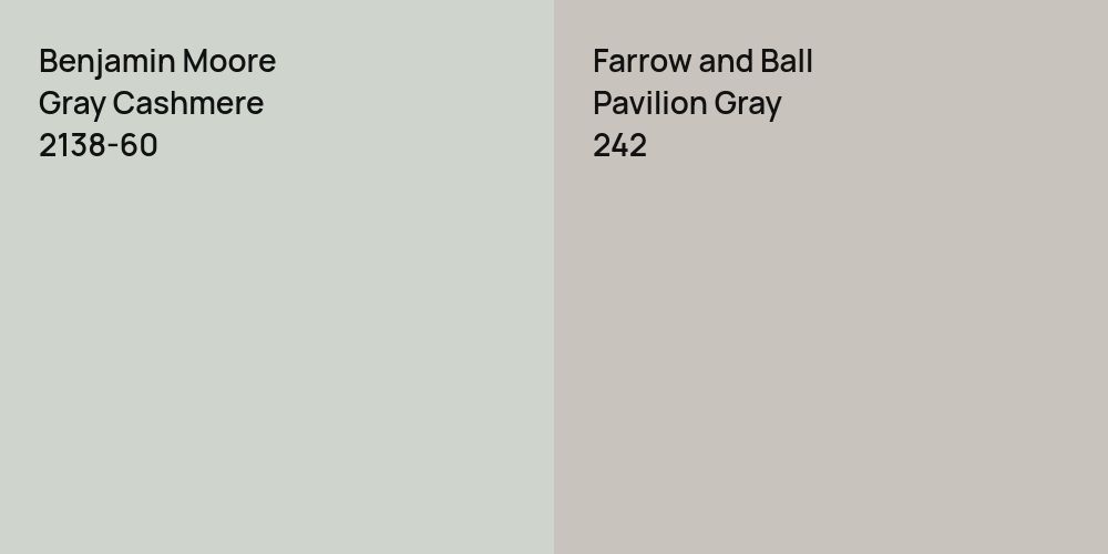 Benjamin Moore Gray Cashmere vs. Farrow and Ball Pavilion Gray