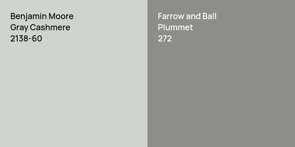 Benjamin Moore Gray Cashmere vs. Farrow and Ball Plummet