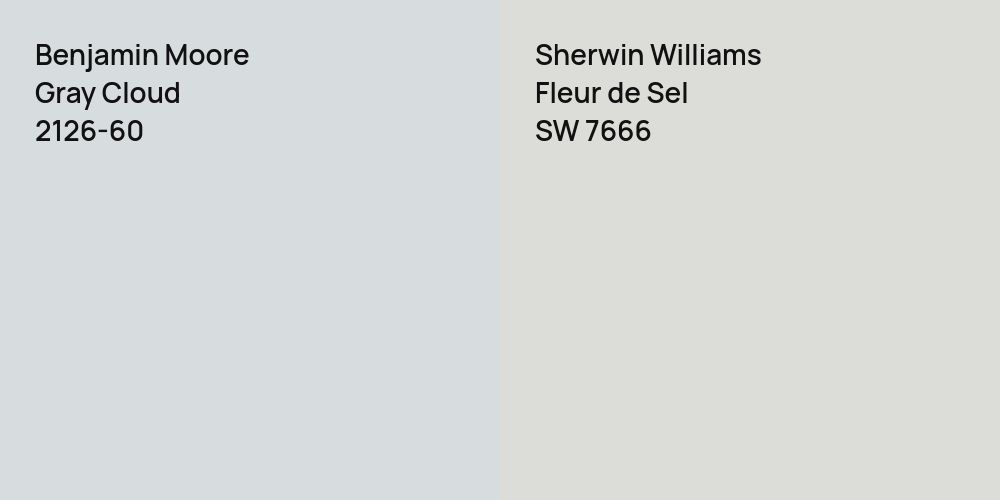 Benjamin Moore Gray Cloud vs. Sherwin Williams Fleur de Sel