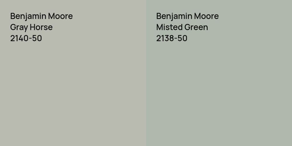 Benjamin Moore Gray Horse vs. Benjamin Moore Misted Green