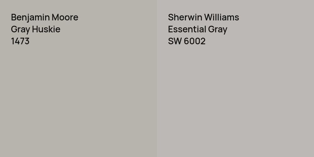 Benjamin Moore Gray Huskie vs. Sherwin Williams Essential Gray