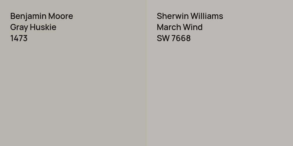 Benjamin Moore Gray Huskie vs. Sherwin Williams March Wind