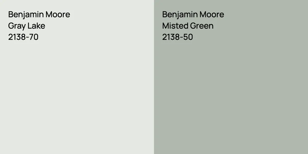 Benjamin Moore Gray Lake vs. Benjamin Moore Misted Green