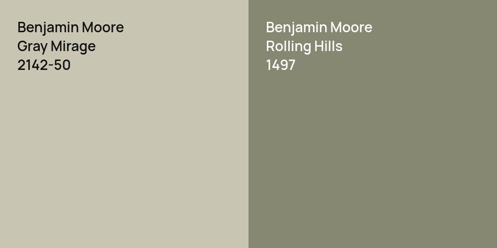 Benjamin Moore Gray Mirage vs. Benjamin Moore Rolling Hills