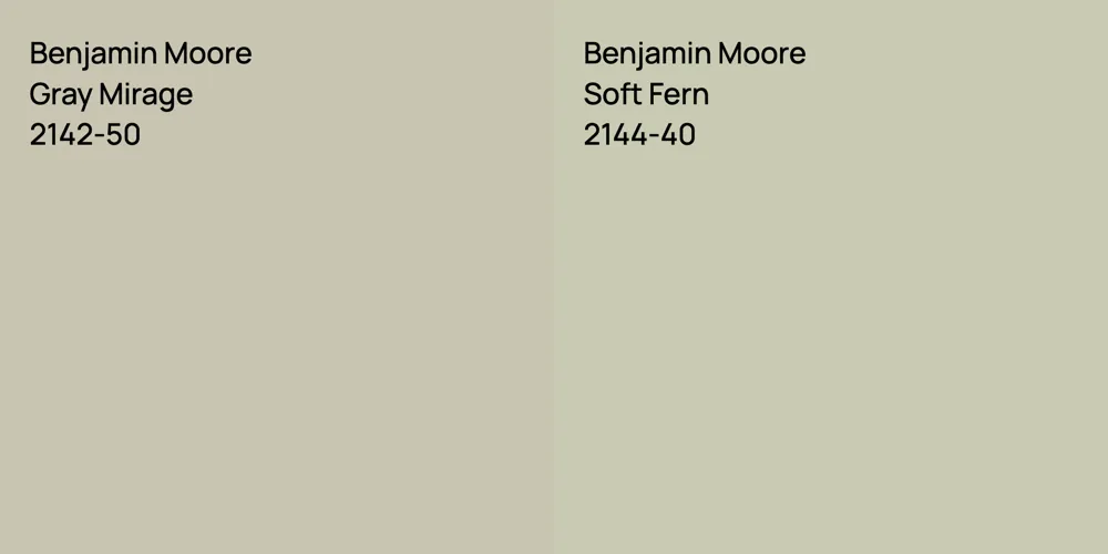 Benjamin Moore Gray Mirage vs. Benjamin Moore Soft Fern